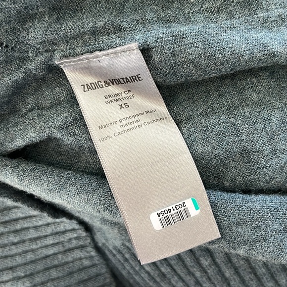 Zadig and Voltaire Brumy Cashmere Perforated Logo V Neck Sweater - Picture 12 of 12